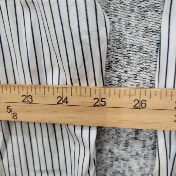 Ralph Lauren Custom Fit Striped Shirt Mens 18 34/35 Navy White Button Down - Picture 7 of 10